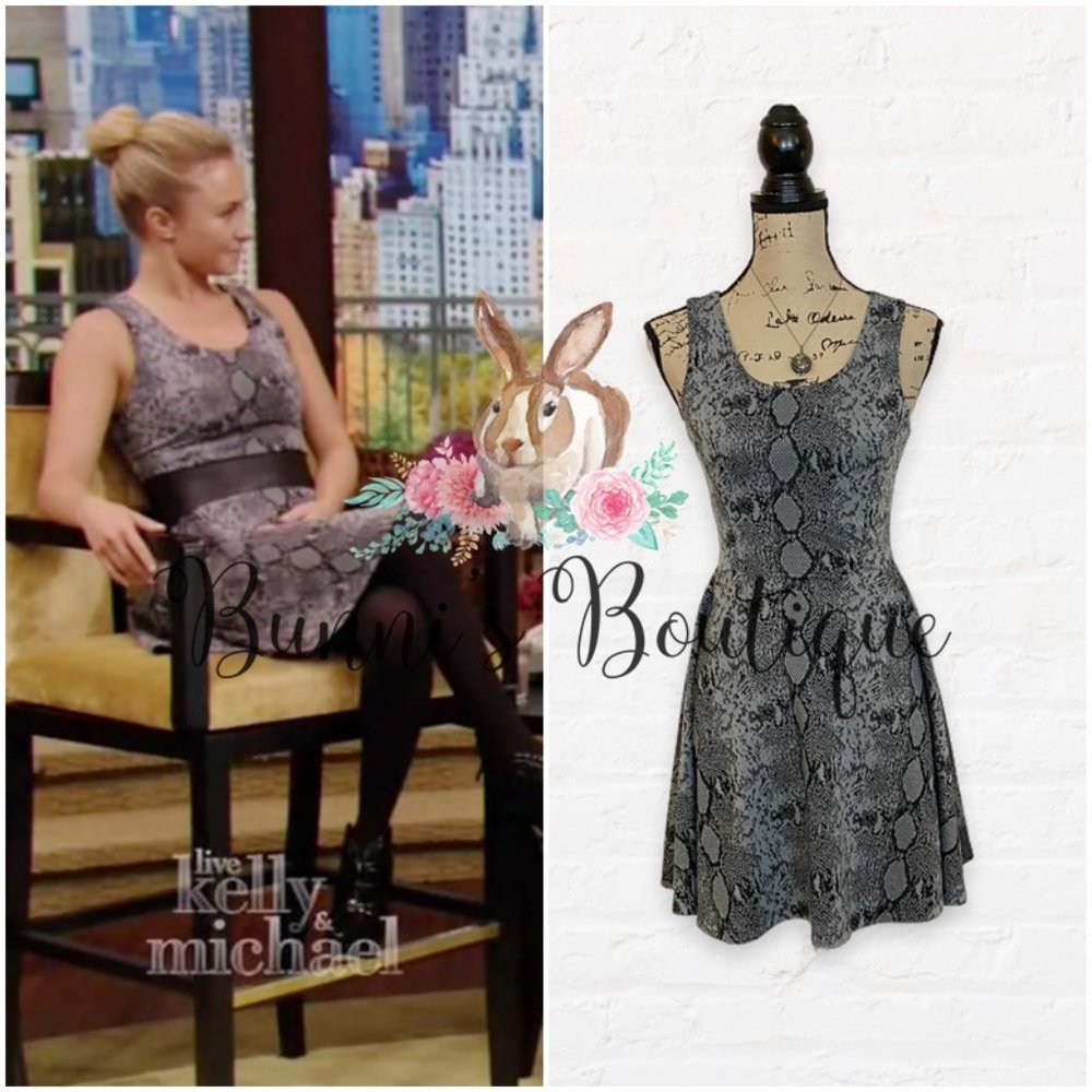 Hayden Panettiere Aqua Snake Print Skater Dress Sz S
